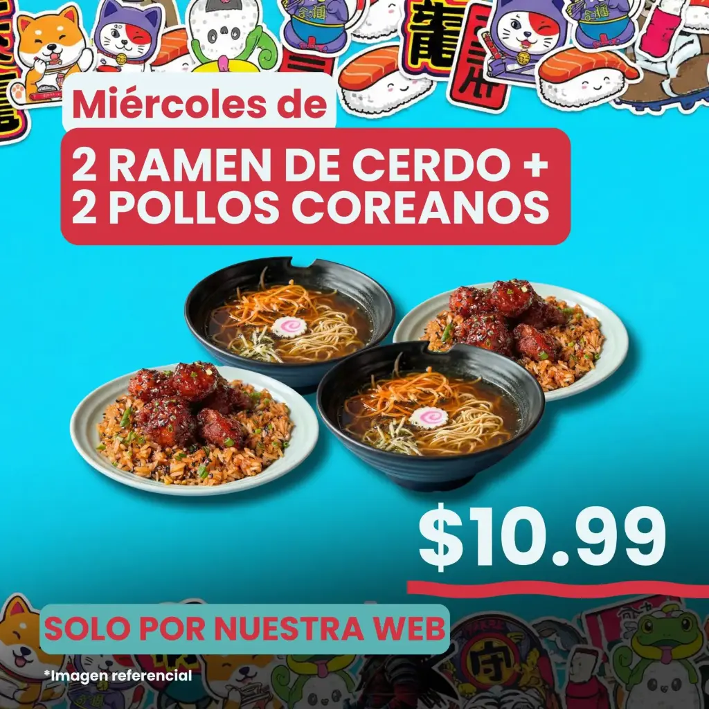2 1/2 Ramen de Cerdo + 2 Pollos Coreanos